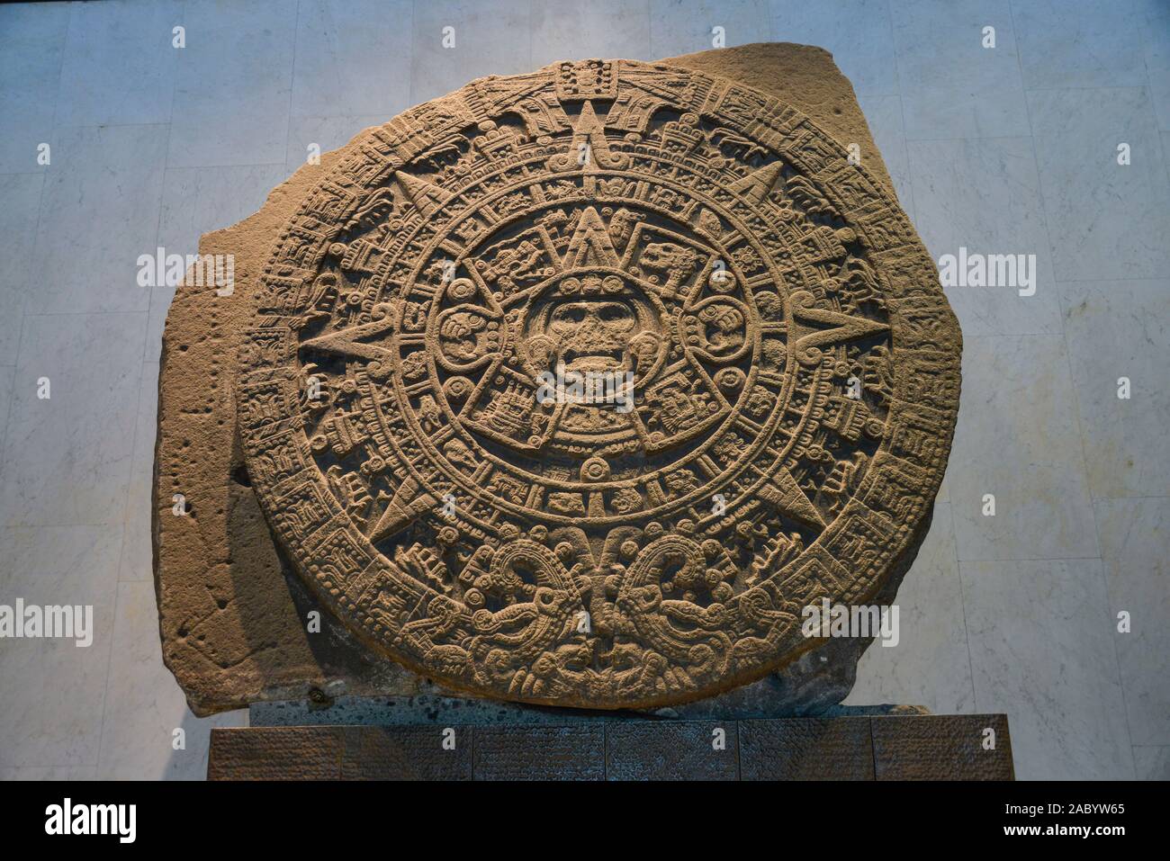 «Aztekenkalender Piedra del Sol', Nationalmuseum 'Museo Nacional de Antropologia', Mexico City, Mexique Banque D'Images