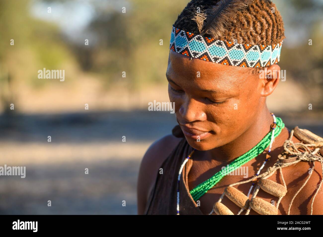 San Bushman, Kalahari, Botswana Banque D'Images