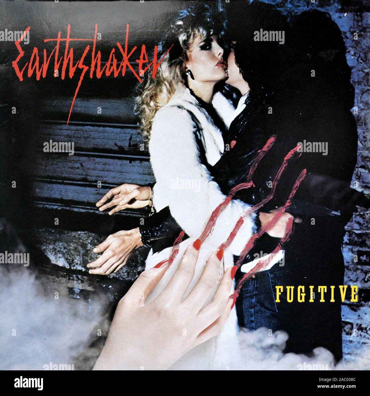 EARTHSHAKER fugitif - couverture de l'album vinyle vintage Banque D'Images