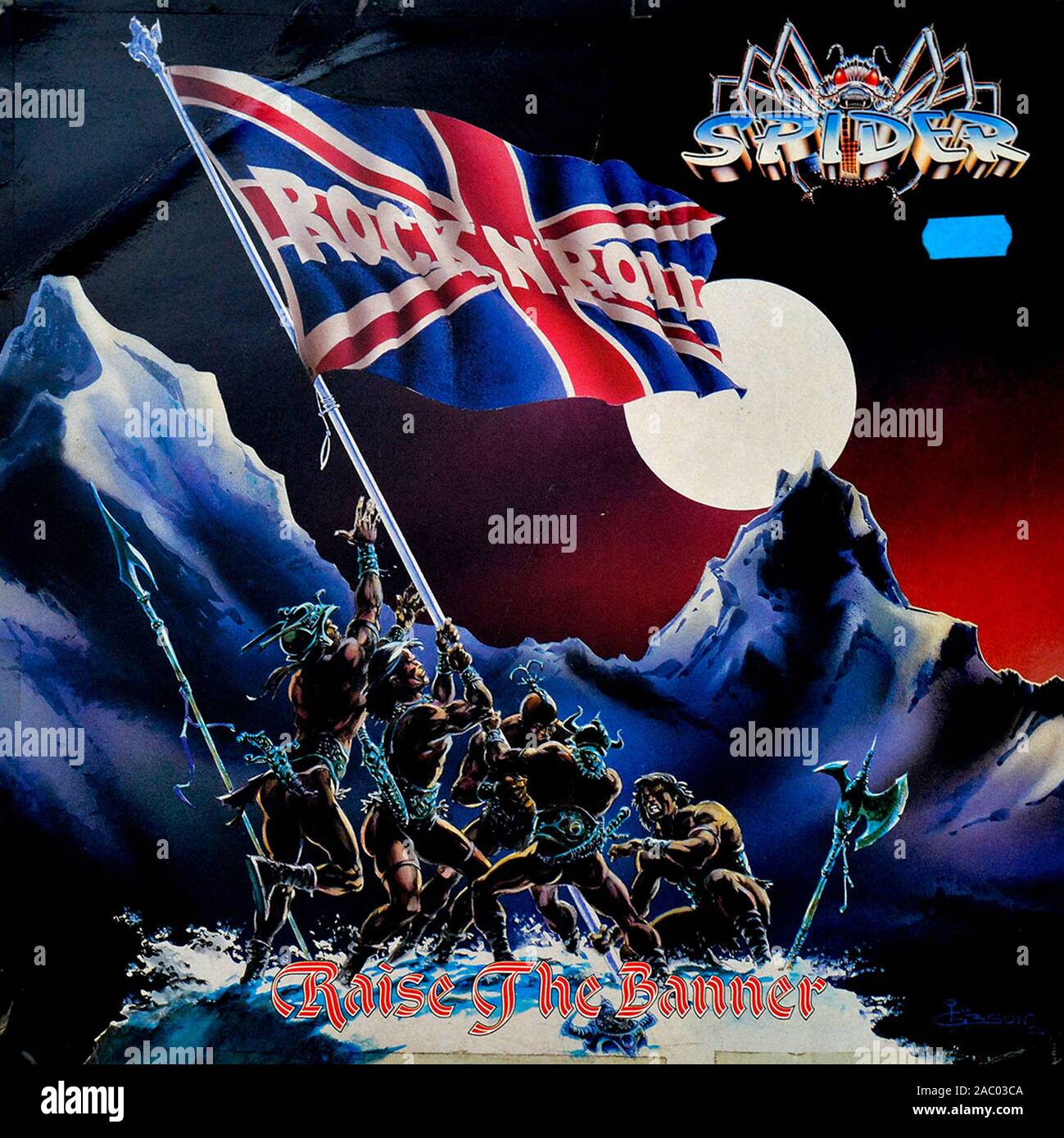 Soulever la bannière araignée - couverture de l'album vinyle vintage Banque D'Images