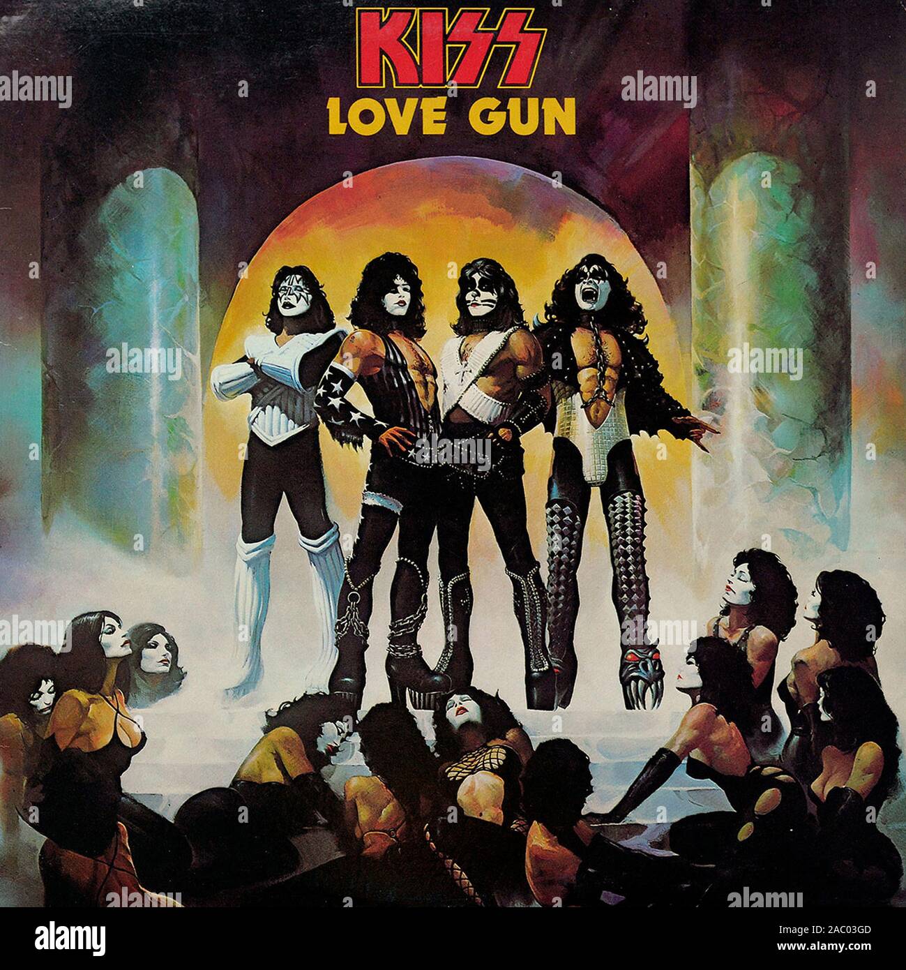 KISS Love Gun couverture de l'album vinyle vintage Banque D'Images