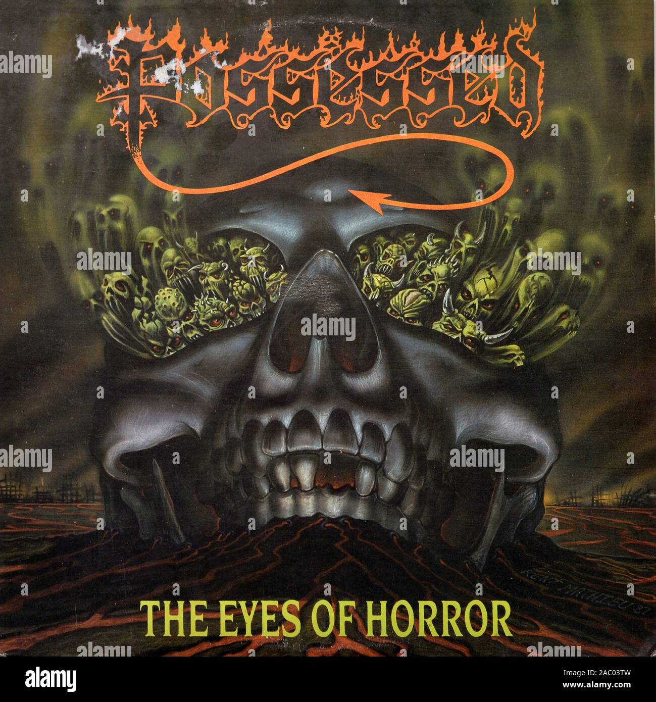 Possédait les yeux d'horreur - couverture de l'album vinyle vintage Banque D'Images