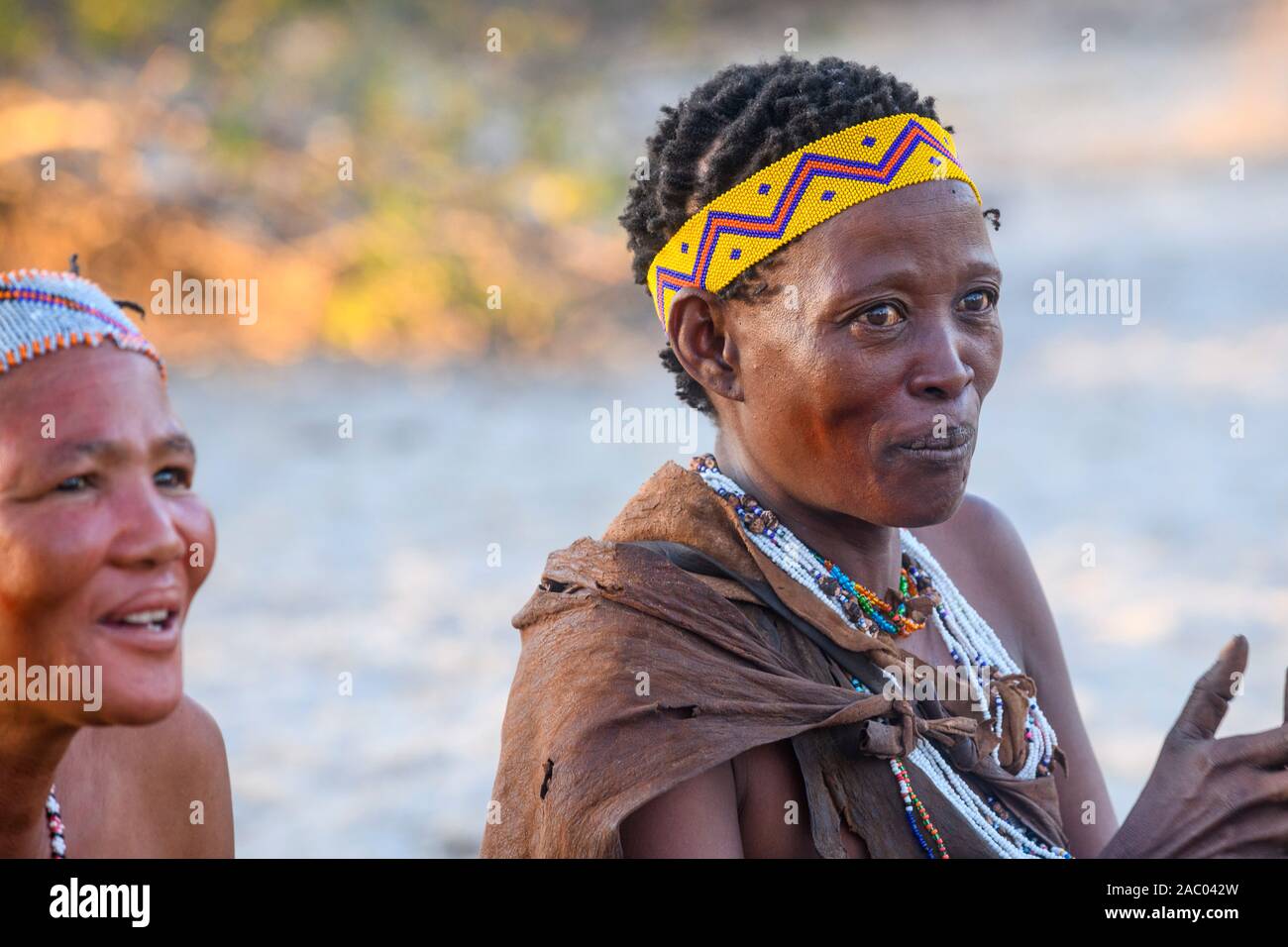 Les femmes des tribus Bushmen San, Kalahari, Botswana Banque D'Images