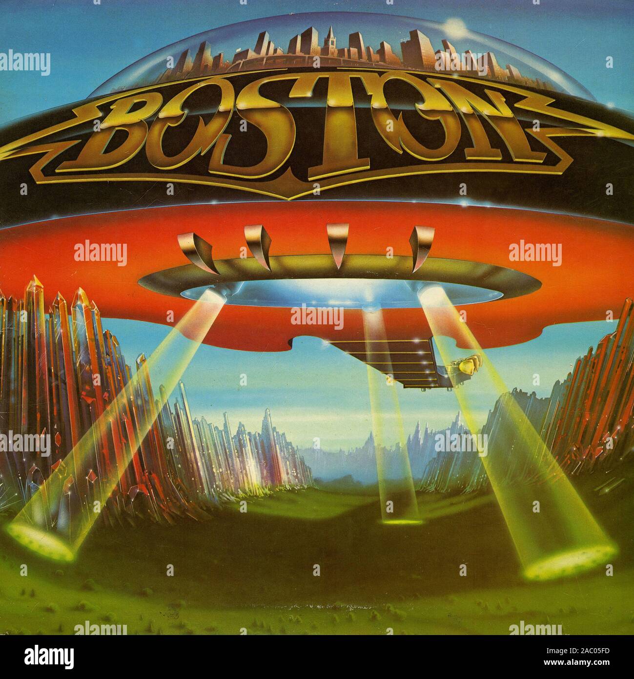 Don't Look Back Boston - couverture de l'album vinyle vintage Banque D'Images
