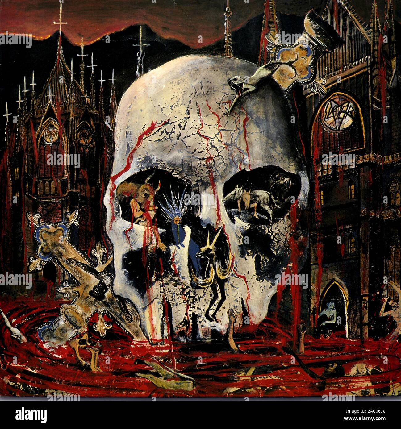 Slayer au sud du ciel - couverture de l'album vinyle vintage Banque D'Images