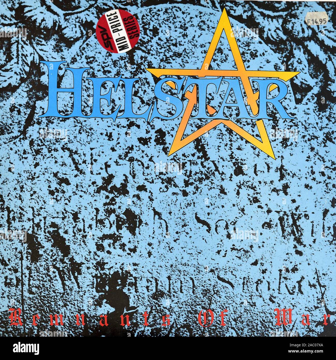 Helstar restes explosifs de guerre - couverture de l'album vinyle vintage Banque D'Images