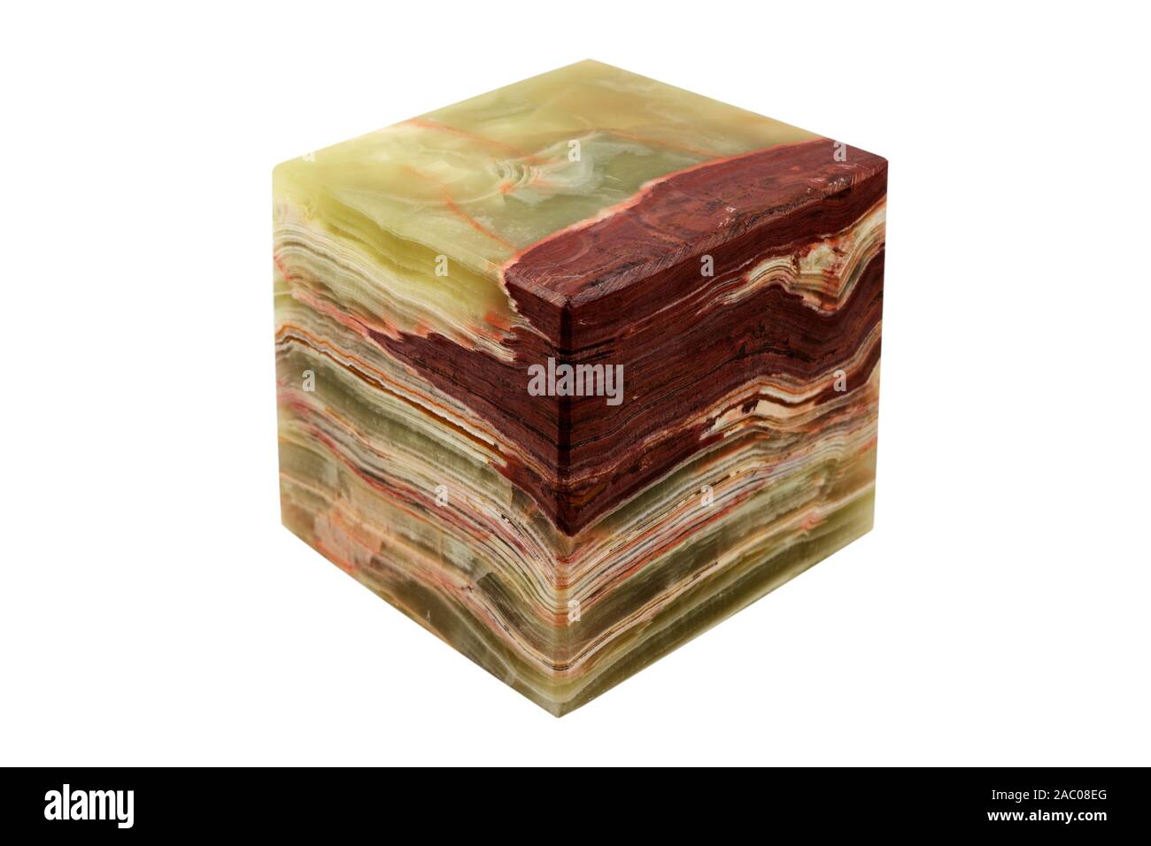 Cube de marbre onyx sur fond blanc Banque D'Images