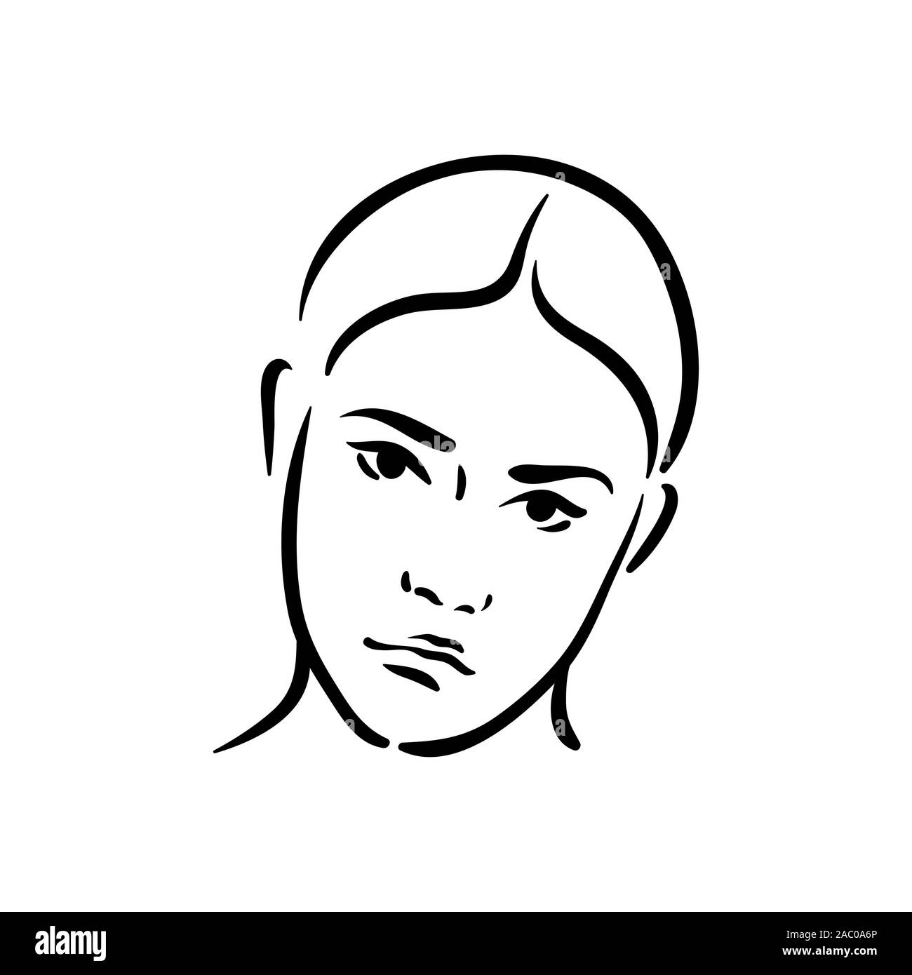 L'émotion triste visage icône sur fond blanc Illustration de Vecteur
