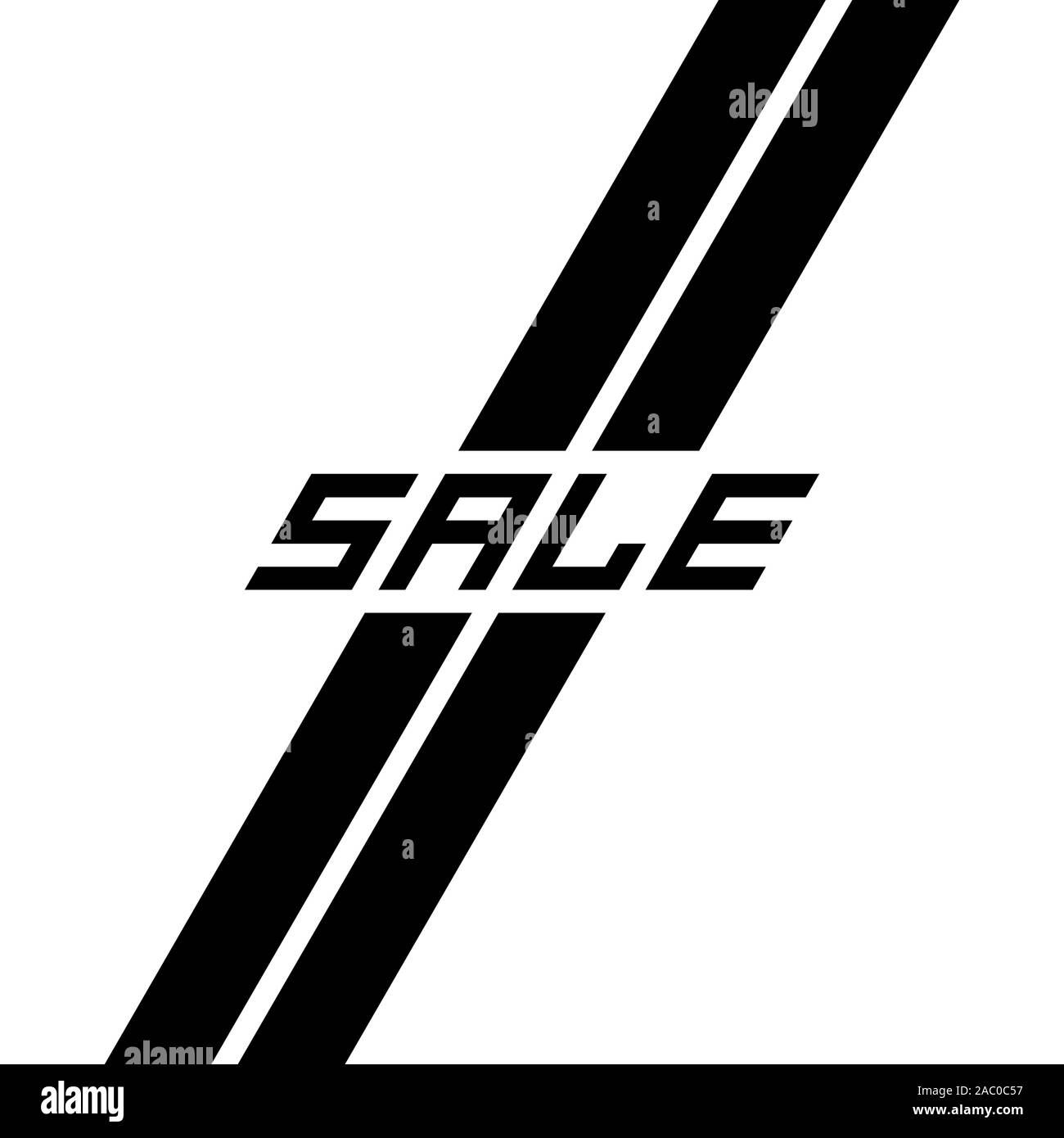 L'inscription vente sur fond blanc de rayures diagonales. Deux rubans noir et blanc comme décorations. Vente bannière. Modèle à utiliser sur flyer, post Illustration de Vecteur