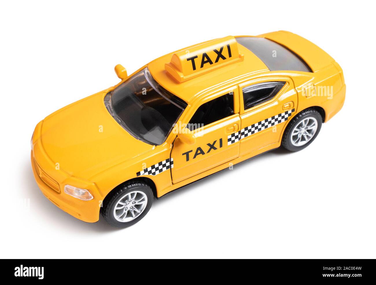 Voiture taxi jaune isolé sur fond blanc Banque D'Images