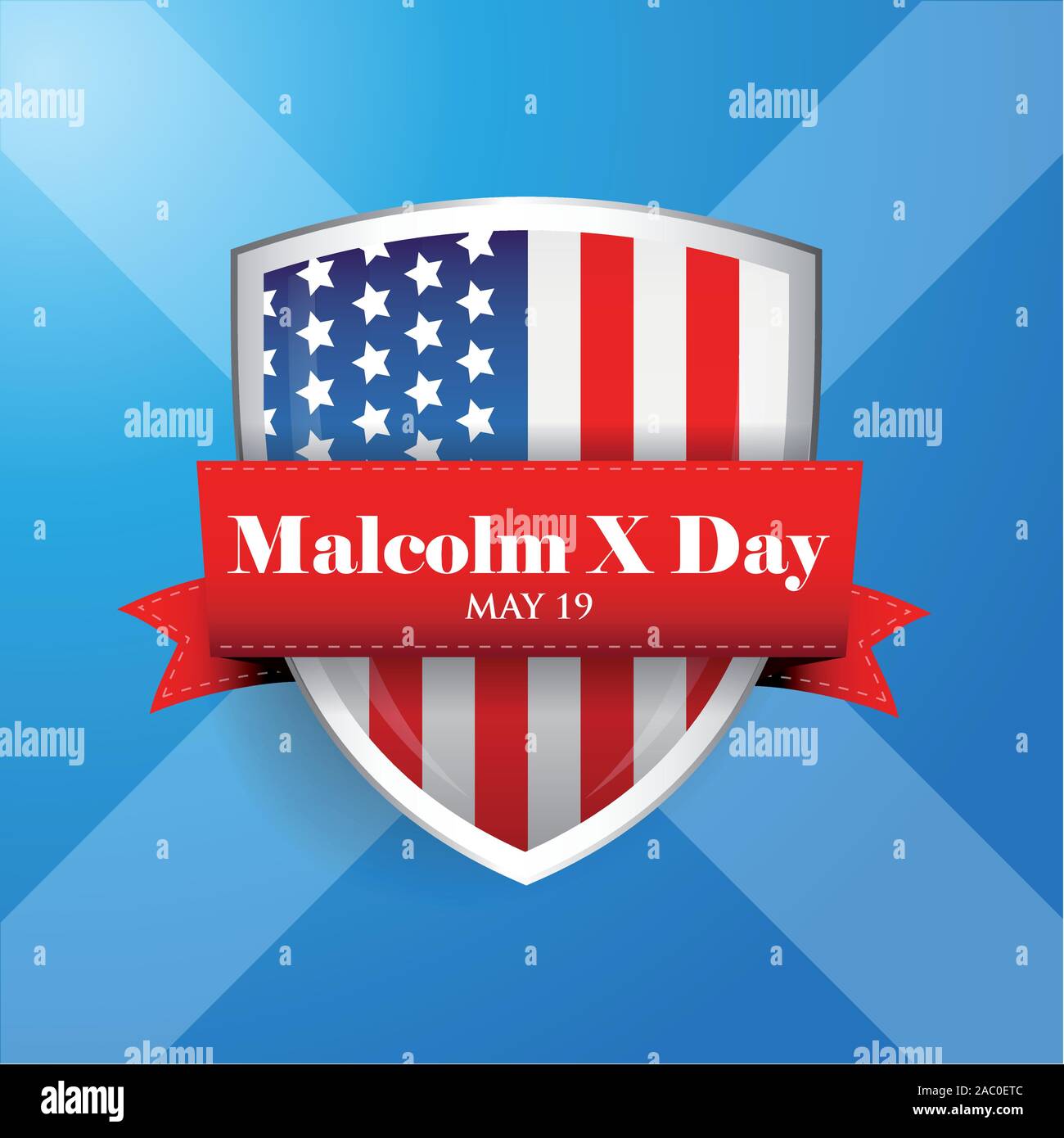 Malcolm X Jour de badge avec ruban Illustration de Vecteur