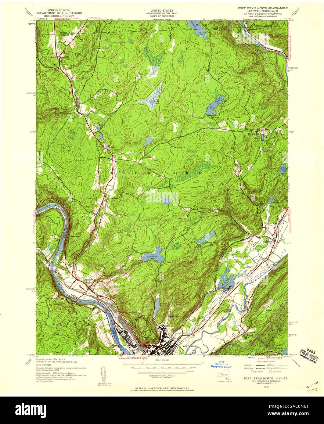 Carte TOPO USGS Alaska NY Port Jervis au nord 1290961942 24000 Restauration Banque D'Images