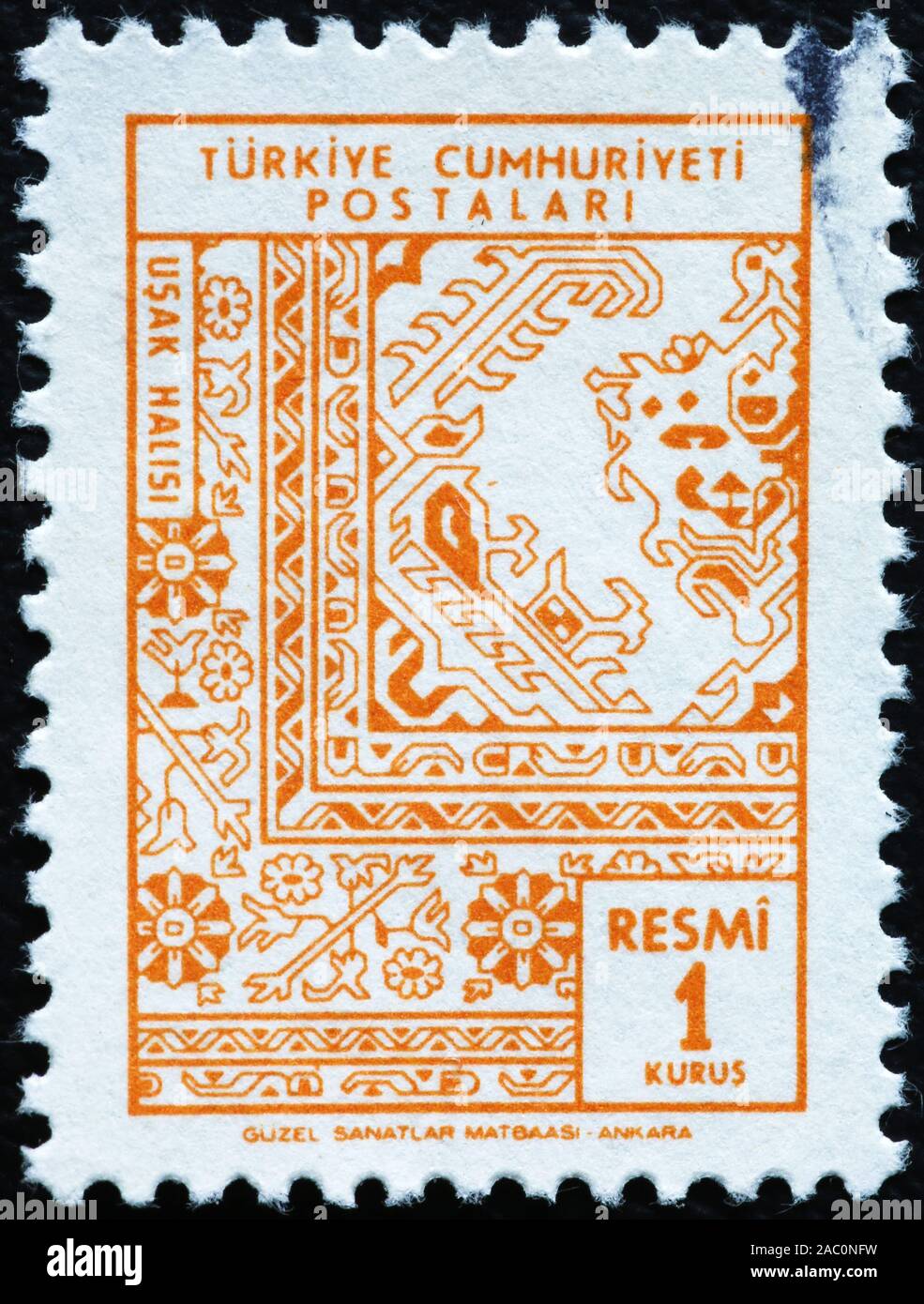 Détail de tapis turcs sur les vieux stamp Banque D'Images