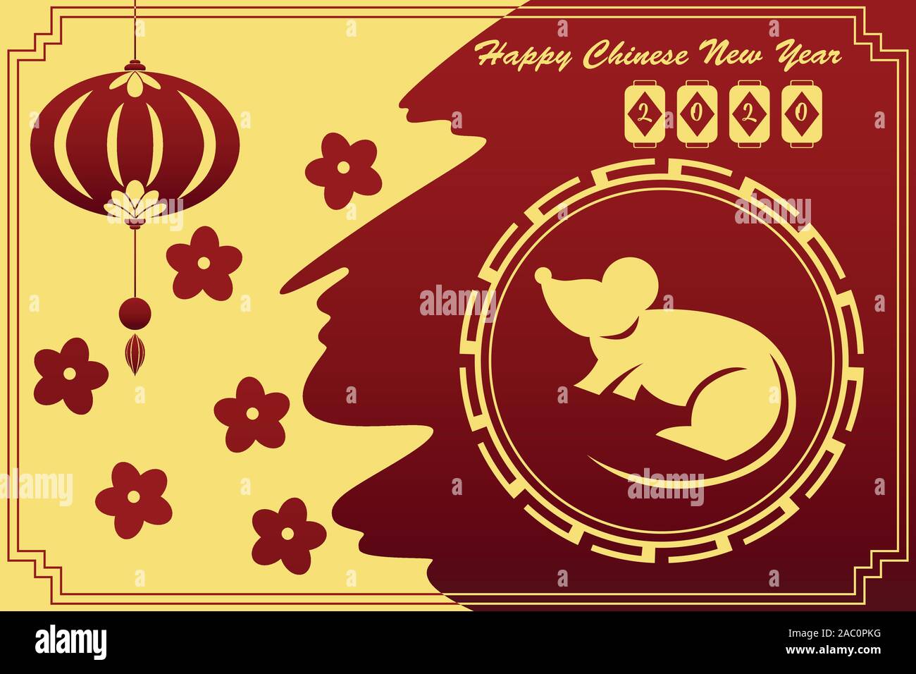 Un vecteur illustration de la conception du nouvel an chinois pour l'année de rat Illustration de Vecteur