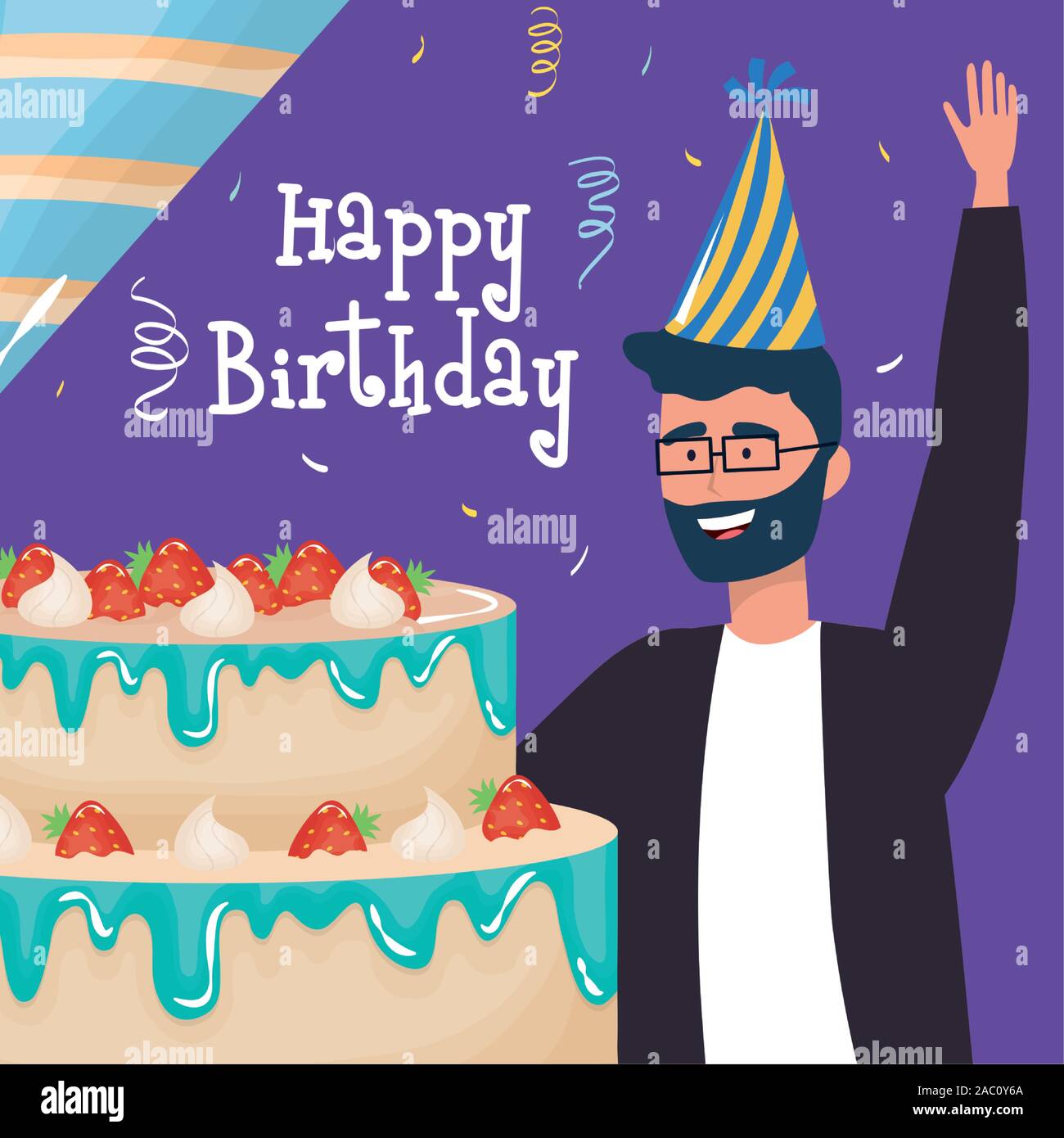 Joyeux Anniversaire L Homme Portant Des Lunettes Avec Gateau Partie Hat Celebration Decoration Evenement Vector Illustration Image Vectorielle Stock Alamy Joyeux Anniversaire L Homme Portant Des Lunettes Avec Gateau Partie Hat Celebration Decoration Evenement Vector Illustration Image Vectorielle Stock Alamy
