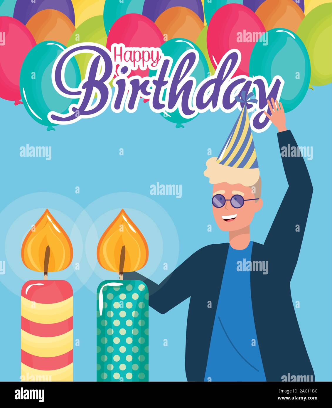 Joyeux Anniversaire L Homme Blond Avec Des Bougies Ballons Celebration Party Decoration Evenement Vector Illustration Image Vectorielle Stock Alamy Joyeux Anniversaire L Homme Blond Avec Des Bougies Ballons Celebration Party Decoration Evenement Vector Illustration Image Vectorielle Stock Alamy