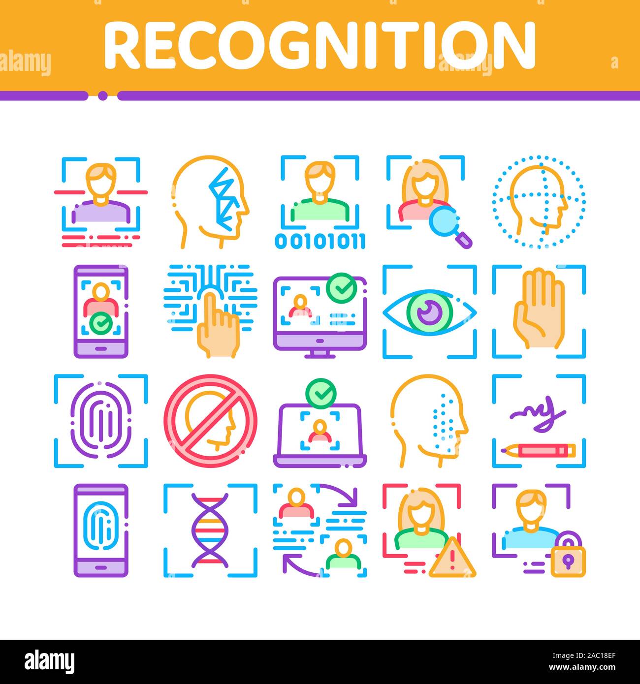 Les éléments de la cueillette de reconnaissance Icons Set Vector Illustration de Vecteur