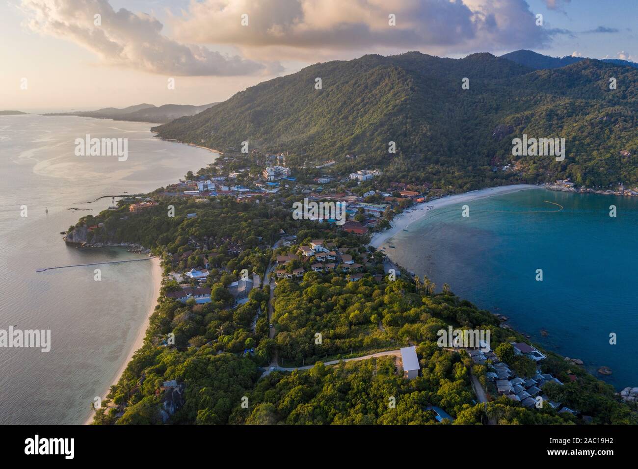 Image de drone aérien de l'île de Ko Tao ou de Koh Tao en Thaïlande Banque D'Images
