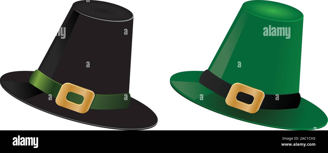 Illustration de la Saint-Patrick et vert chapeaux noirs d'un leprechaun  Image Vectorielle Stock - Alamy