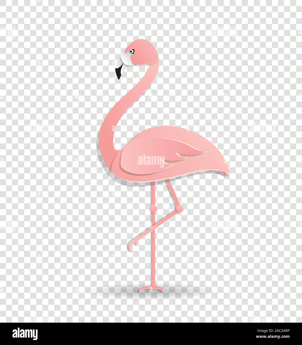 Flamant rose debout sur une seule jambe. papier coupé sortir style Illustration de Vecteur