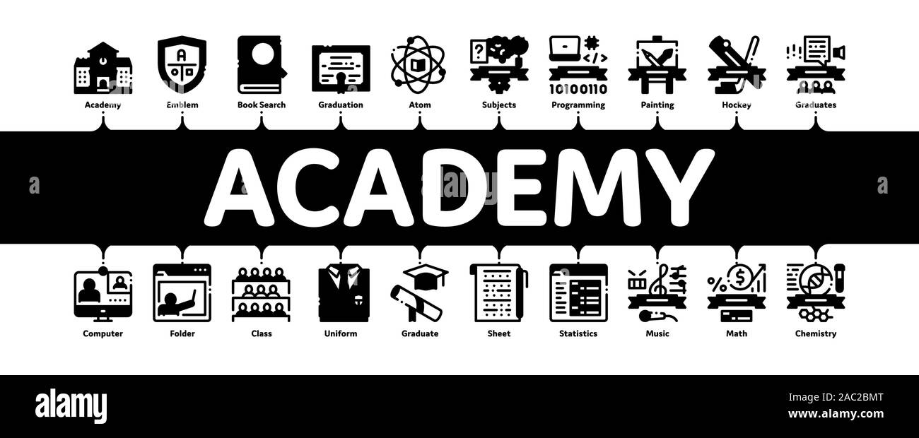 Éducation L'Académie Infographie minimale vecteur bannière Illustration de Vecteur