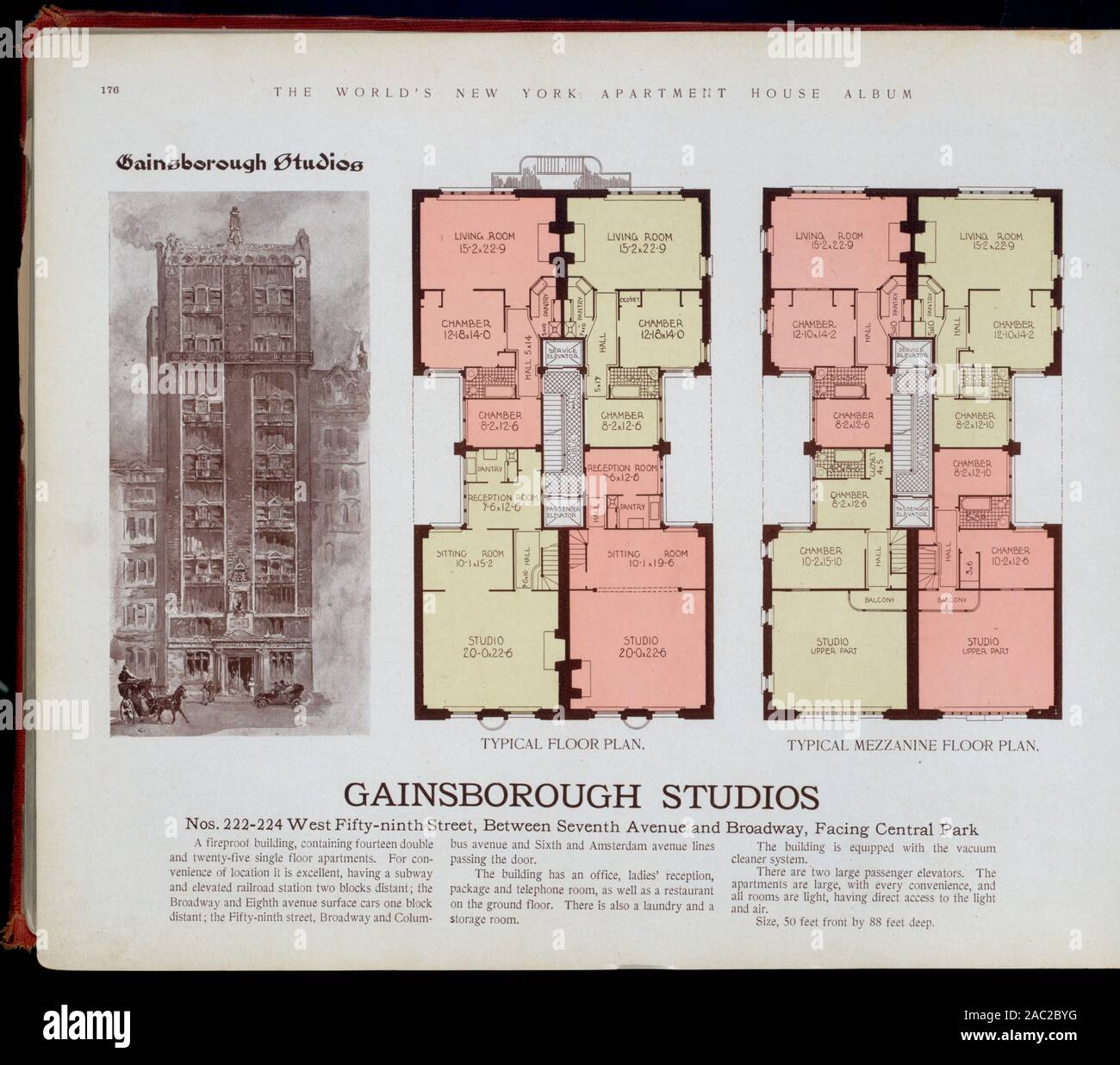 Gainsborough Studios, nos 222-224 West cinquante-neuvième rue, entre la 7e Avenue et Broadway, face à Central Park Studios Gainsborough, nos 222-224 West cinquante-neuvième rue, entre la 7e Avenue et Broadway, face à ParkGainsborough Central Studios, nos 222-224 West cinquante-neuvième rue, entre la 7e Avenue et Broadway, face à Central Park. Banque D'Images