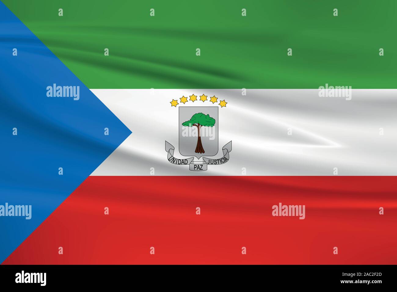 En agitant le drapeau de la Guinée équatoriale, couleurs officielles et le ratio exact. La Guinée équatoriale drapeau national. Vector illustration. Illustration de Vecteur