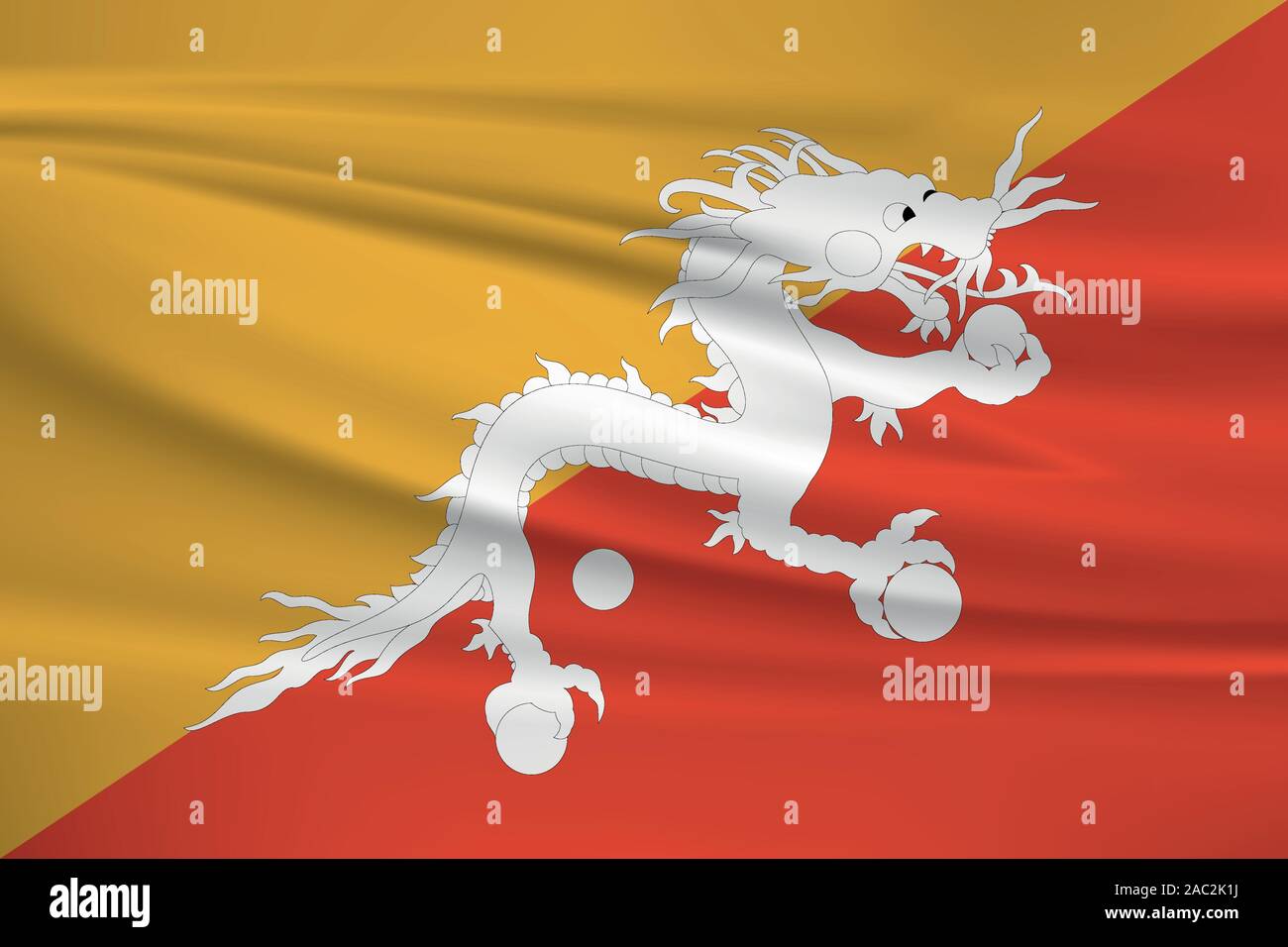 Forme Bhoutan drapeau, couleurs officielles et le ratio exact. Bhoutan drapeau national. Vector illustration. Illustration de Vecteur