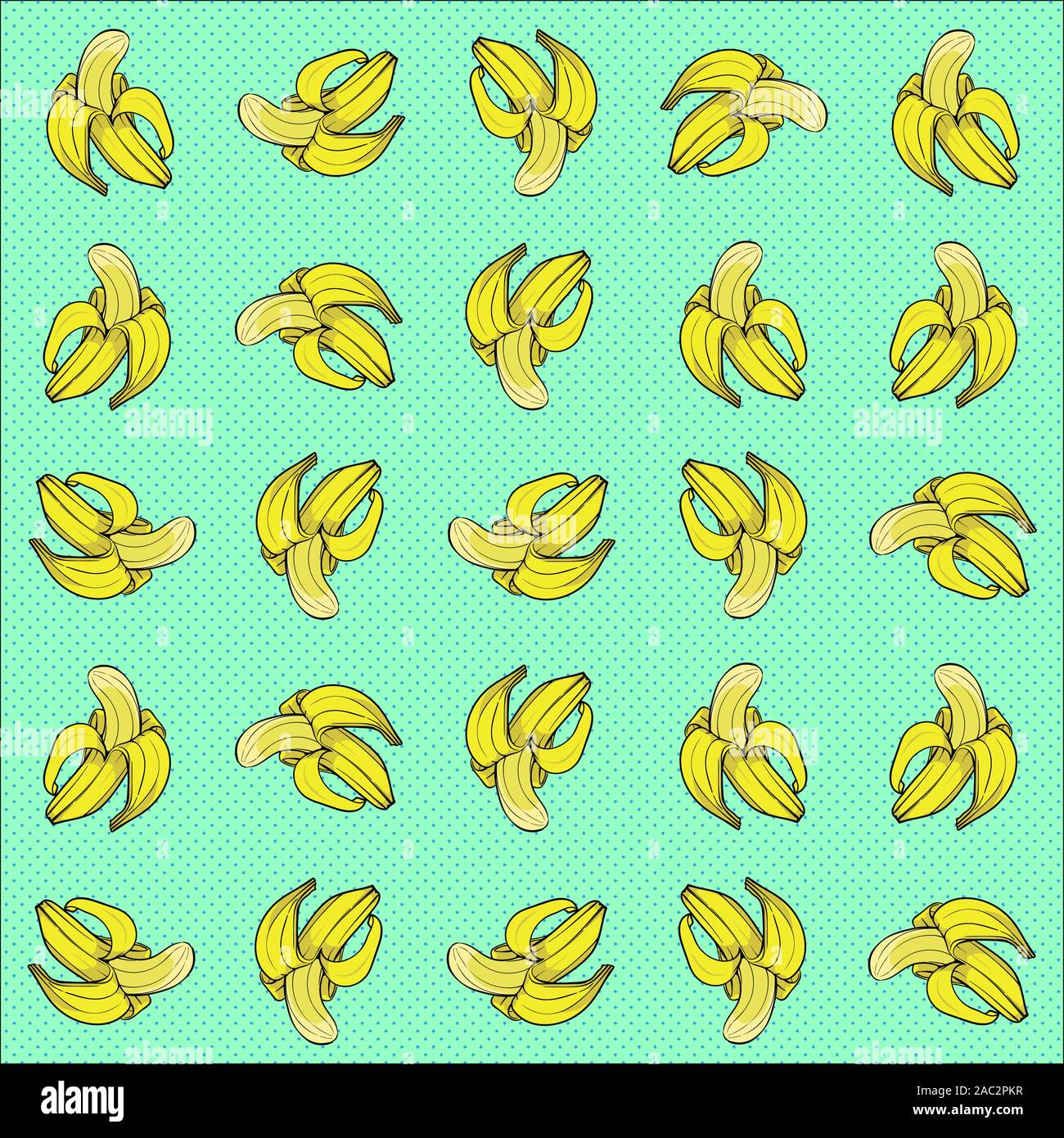 Motif de la banane d'écran Définir carte postale art Illustration vecteur sur fond coloré Points style dessins animés Illustration de Vecteur