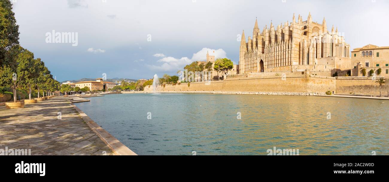Palma de Majorque - La cathédrale La Seu et l'Almudaina. Banque D'Images