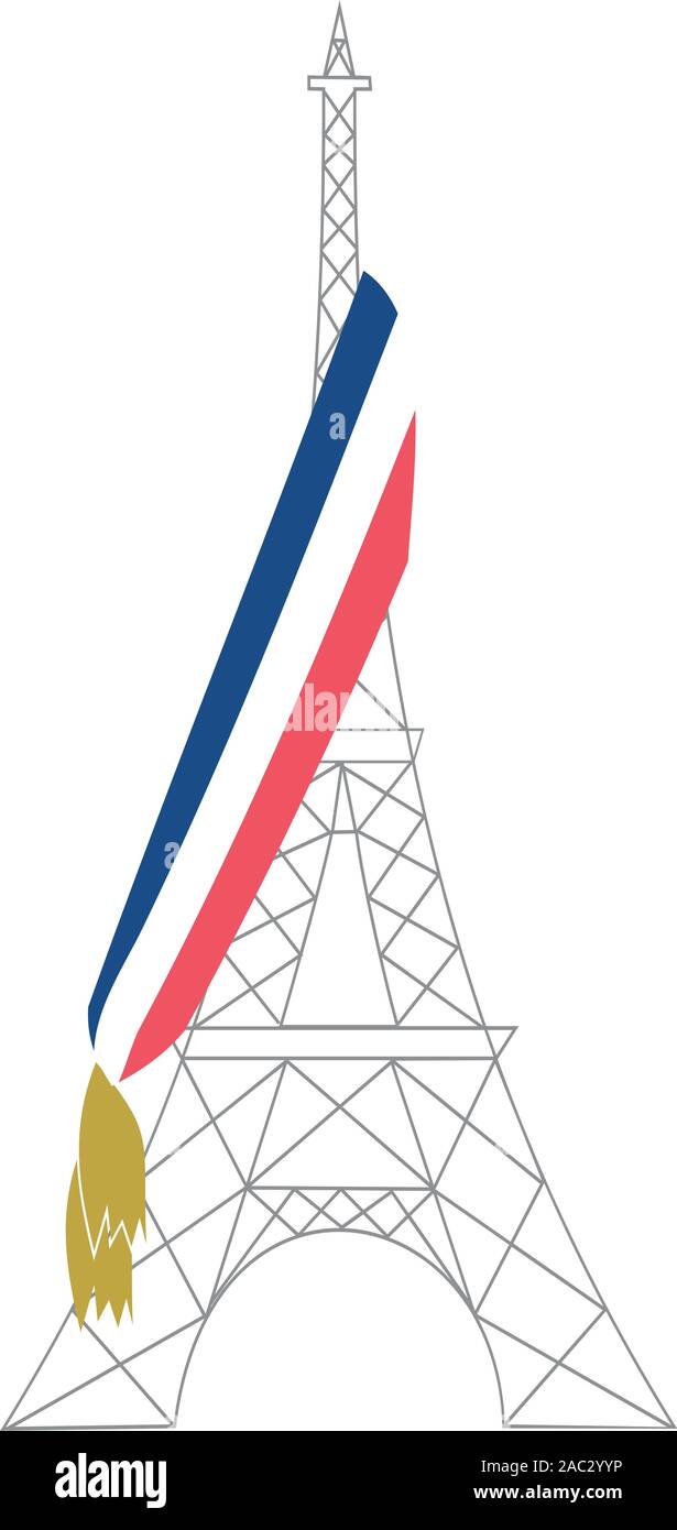 Tour Eiffel avec une écharpe tricolore de maire dans les couleurs de la  France Image Vectorielle Stock - Alamy