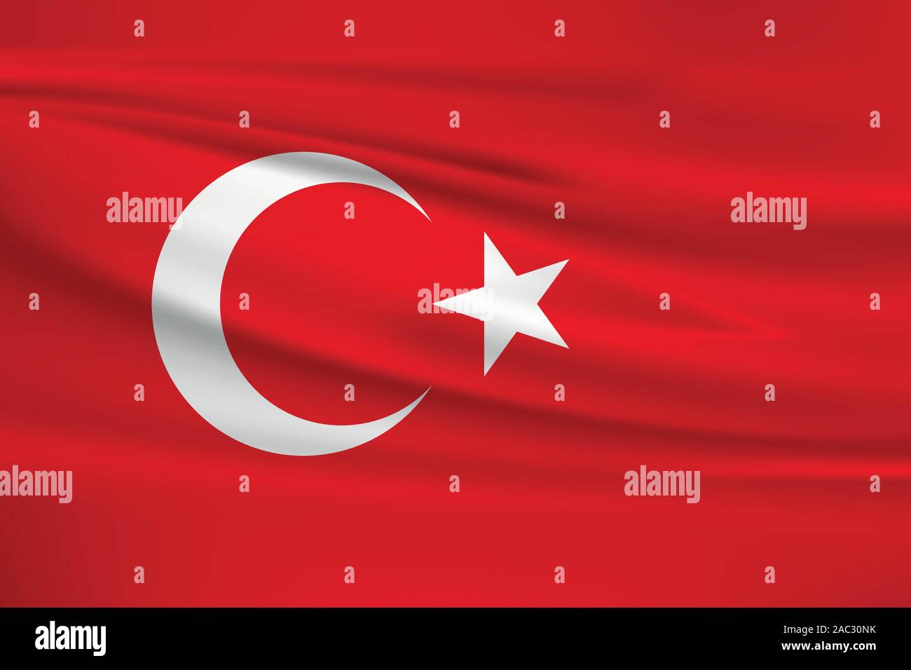 En agitant le drapeau de la Turquie, couleurs officielles et le ratio exact. La Turquie drapeau national. Vector illustration. Illustration de Vecteur