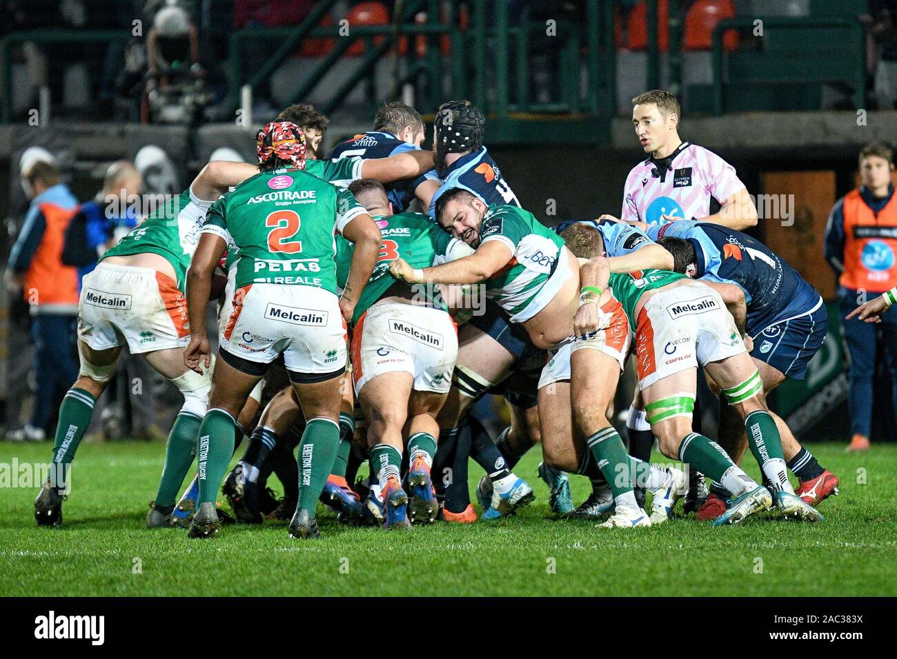 Treviso, Italie. 30Th Nov, 2019. maul lors de Benetton Treviso vs Cardiff Blues - Guinness Rugby Pro 14 - Crédit : LPS/Ettore Griffoni/Alamy Live News Banque D'Images
