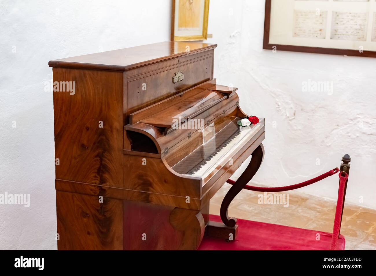 Chopin Piano en monastère de village de Valldemossa, Majorque Banque D'Images