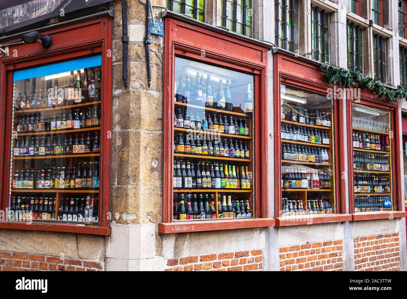 Boutique de bière belge à Gand Banque D'Images