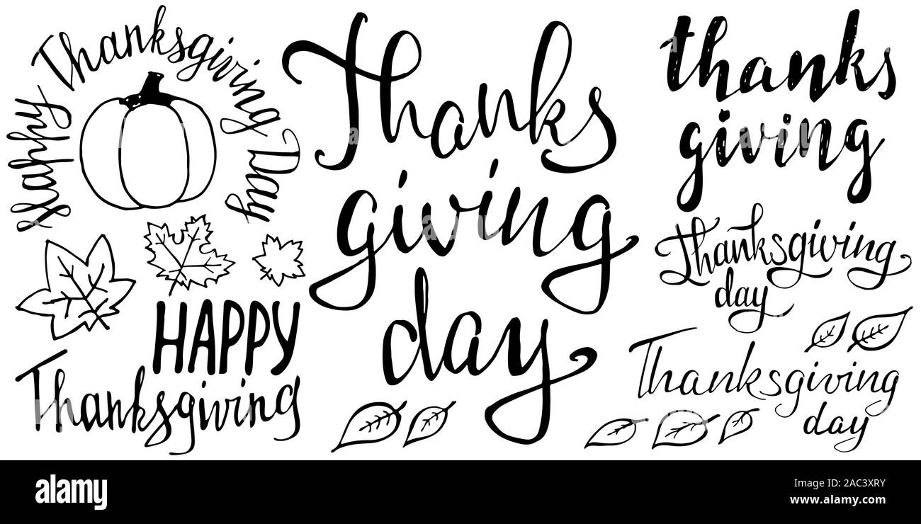 De grâce, heureux et reconnaissants texte pour invitation et carte de souhaits, estampes et affiches. Vacances de lettrage. Hand drawn design calligraphique. Vector illustration Illustration de Vecteur