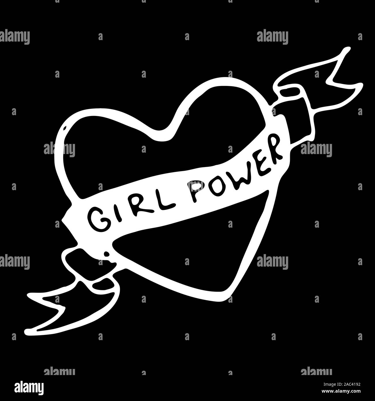 Girl power devis. Pwr lrg lettrage dessiné à la main. Droit des femmes slogan. Les femmes, le féminisme de symboles. Vector illustration. Peut être utilisé comme imprimer pour imprimer des affiches, t shirt, carte postale. Illustration de Vecteur