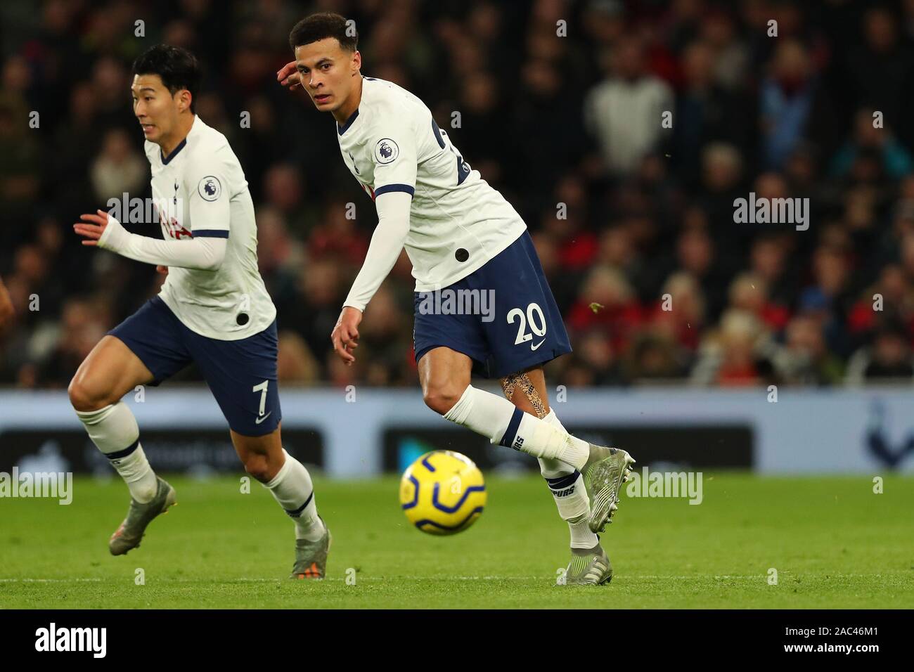 Le milieu de terrain de Tottenham au cours de l'Alli Dele Barclays Premier League match entre Tottenham Hotspur et Bournemouth au Tottenham Hotspur Stadium, Londres, Angleterre. Le 30 novembre 2019. (Photo par AFS/Espa-Images) Banque D'Images