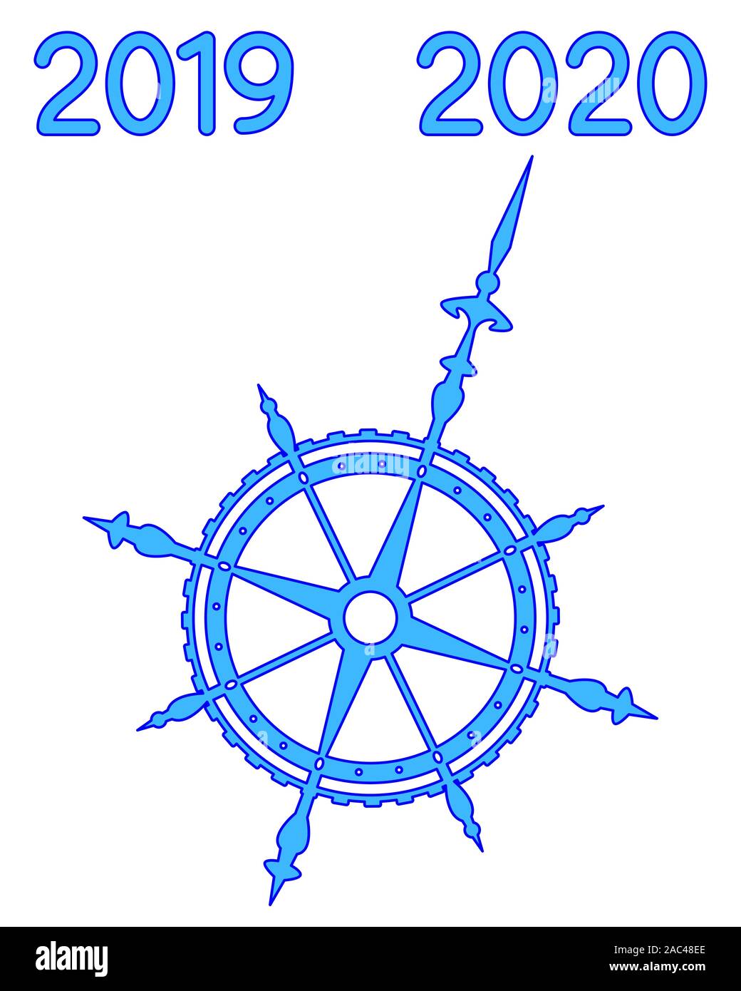 Illustration de l'abrégé 2019/2020 et numération symbole de la rose des vents Illustration de Vecteur