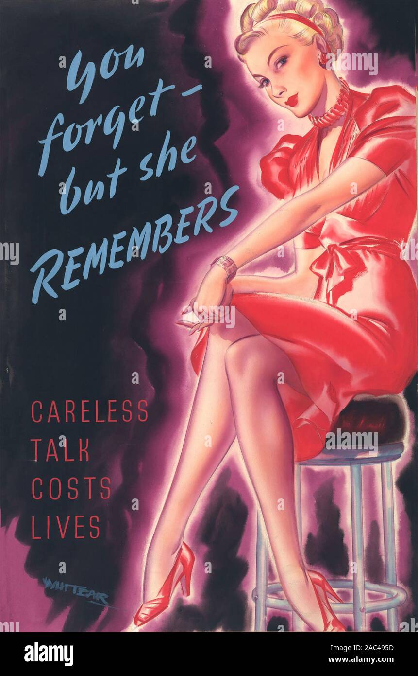 Vous oubliez-MAIS ELLE SE SOUVIENT d'affiches de propagande de la WW2 Banque D'Images