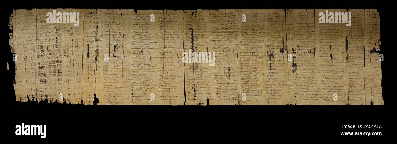 L'écriture cursive sur papyrus. Charta Boriana. Banque D'Images