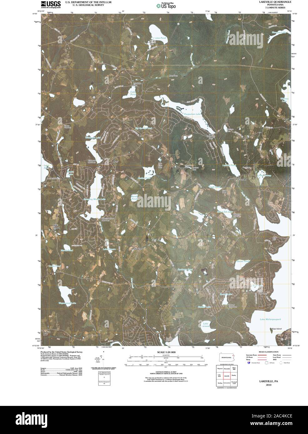Carte TOPO USGS Alaska PA Lakeville 20100610 Restauration TM Banque D'Images