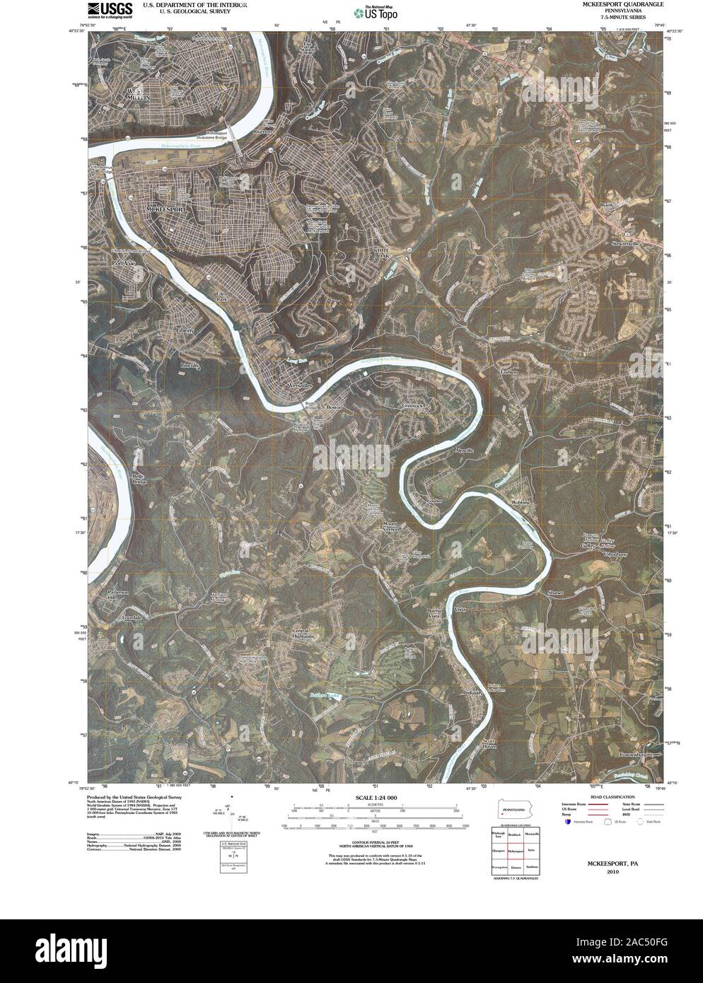 Carte TOPO USGS Alaska PA McKeesport 20100601 Restauration TM Banque D'Images