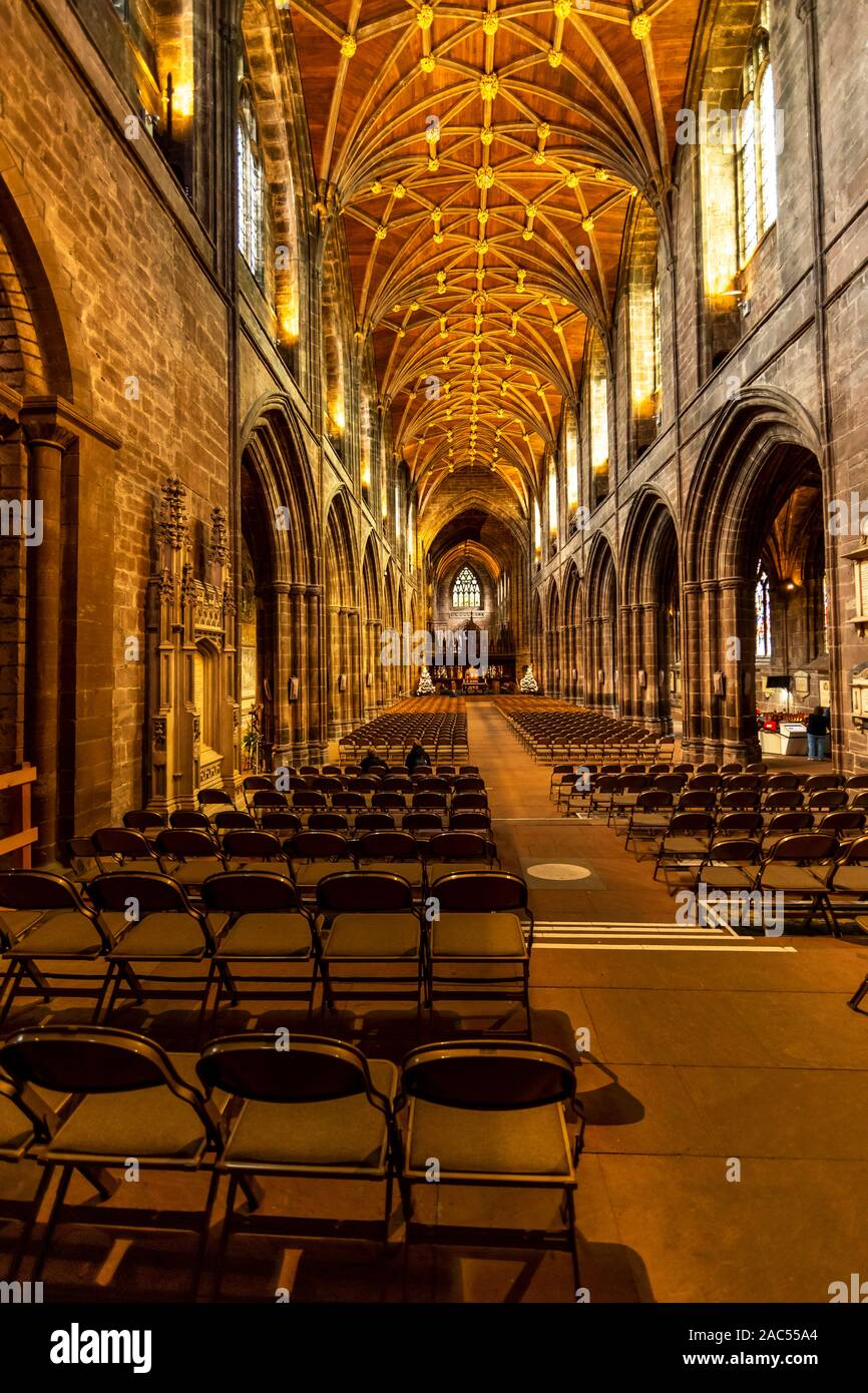 La cathédrale de Chester, Chester à Noël. UK Banque D'Images