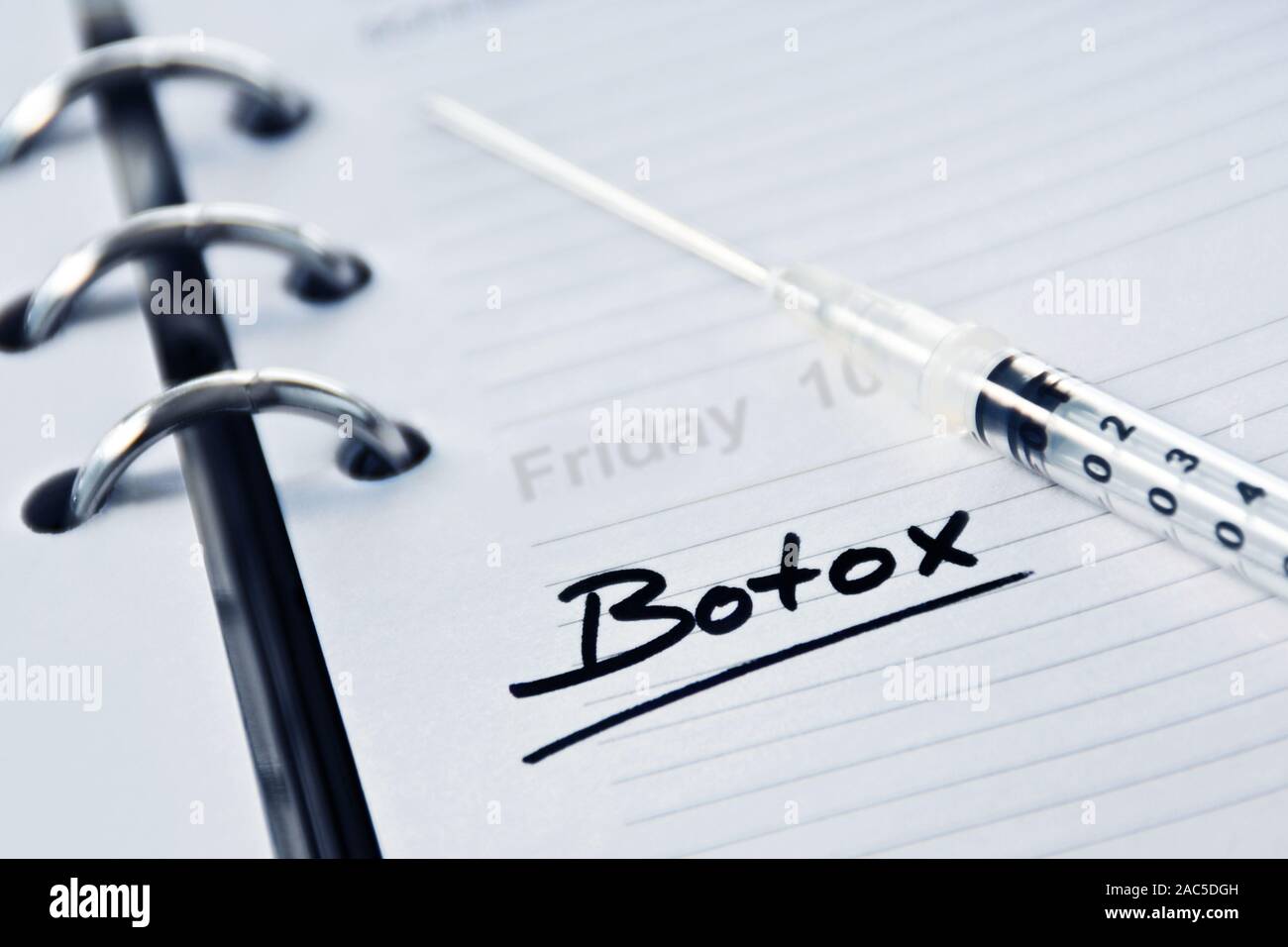 Calendrier avec l'allemand : Vendredi et Botox Date Banque D'Images