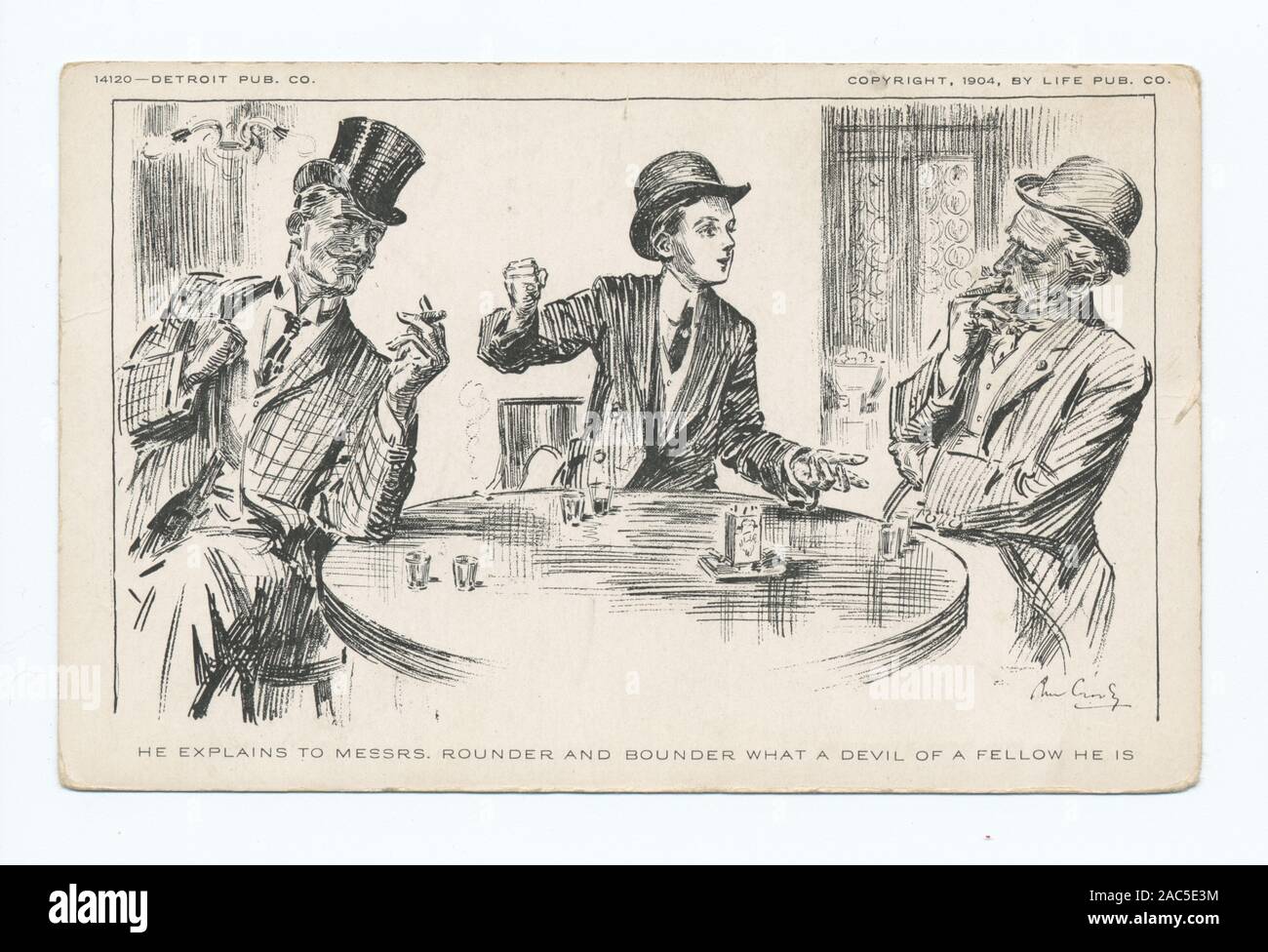 Il explique, caricatures de la vie 1905 +. Comprend la 'vie' caricature seriesHe explique, caricatures de la vie Banque D'Images