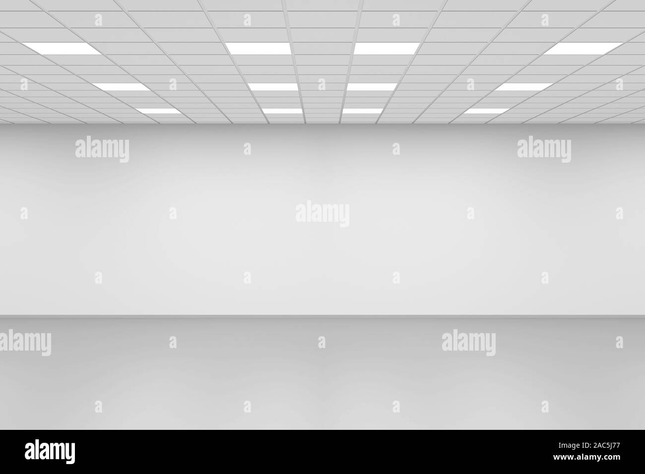 Résumé vide symétrique open space office interior arrière-plan, Vue de face, rendu 3d illustration Banque D'Images