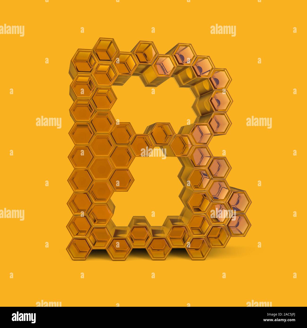 Lettre capitale B. Majuscules. Le miel font sur un fond jaune. Le rendu 3D Banque D'Images