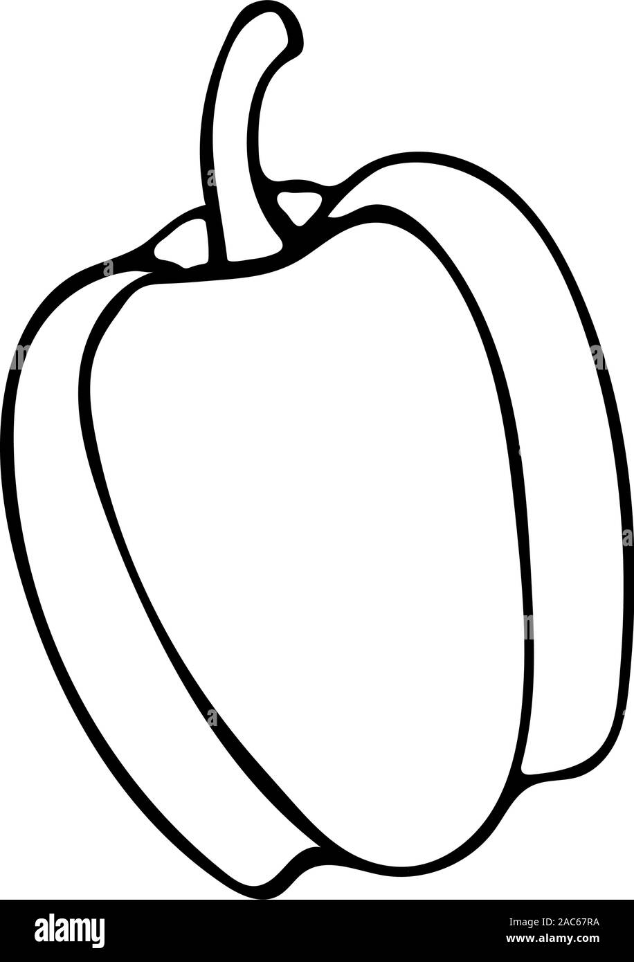 Vector hand drawn contours illustration de paprika. Contour noir en ligne doodle art style. Croquis de ferme et légumes du jardin. Je contour isolé Illustration de Vecteur