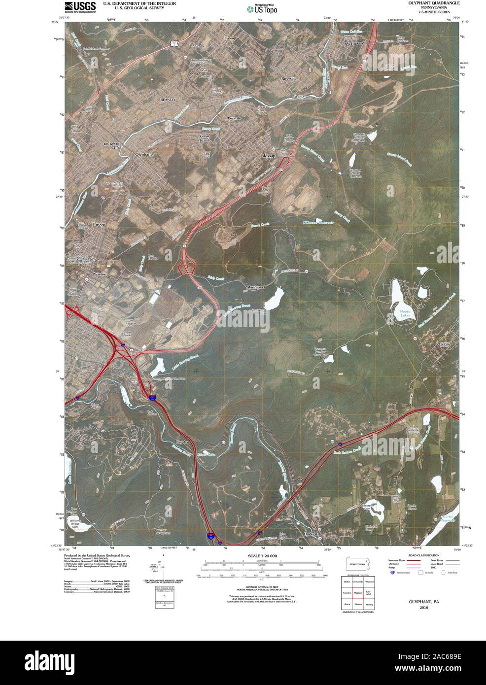 Carte TOPO USGS Alaska PA Olyphant 20100610 Restauration TM Banque D'Images
